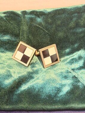 Vintage Destino B&W Gold Tone Cufflinks